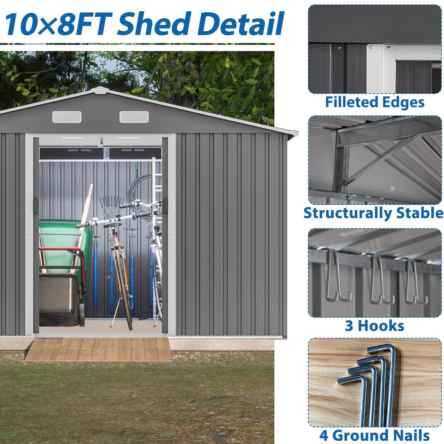 10x8 FT Outdoor Storage Shed