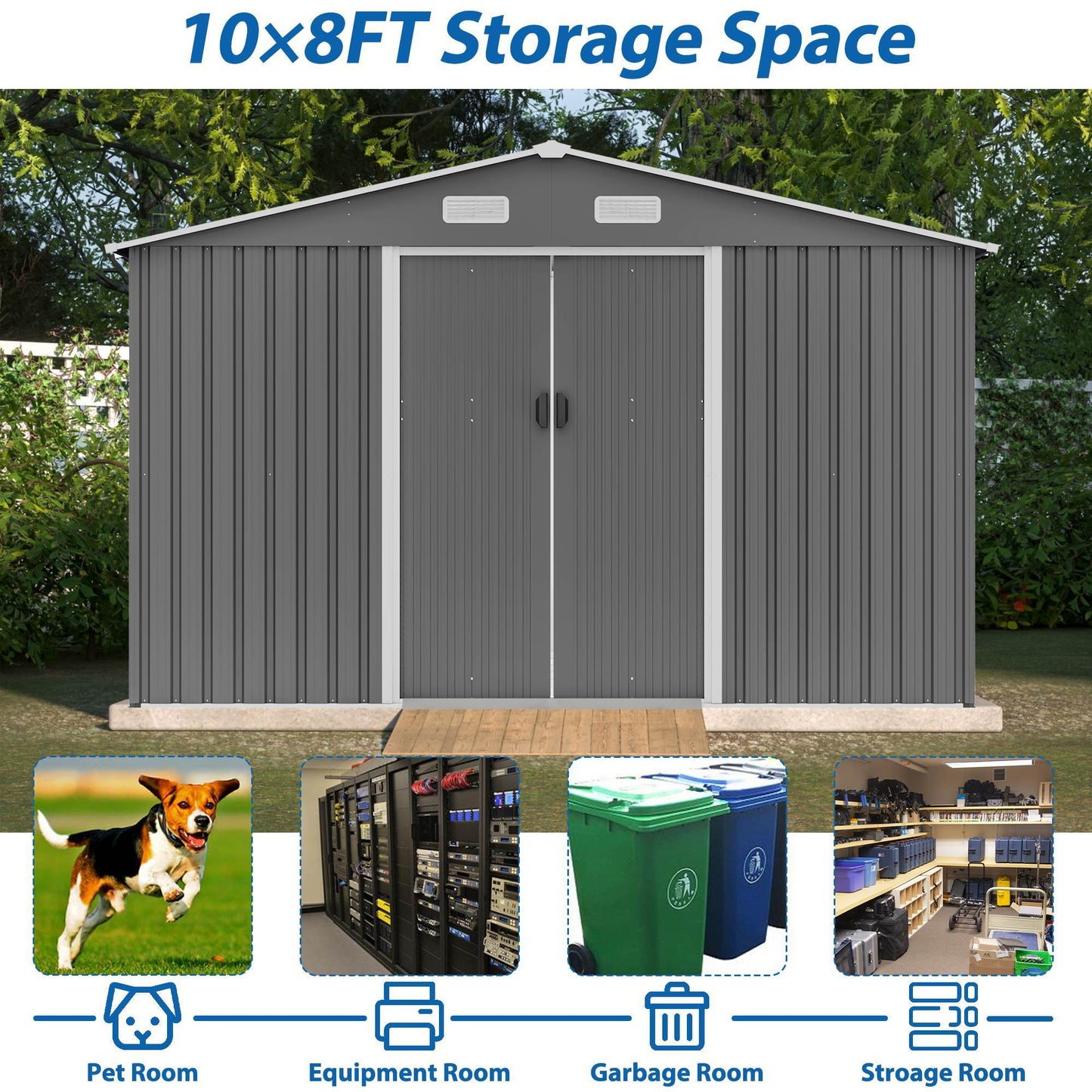 10x8 FT Outdoor Storage Shed