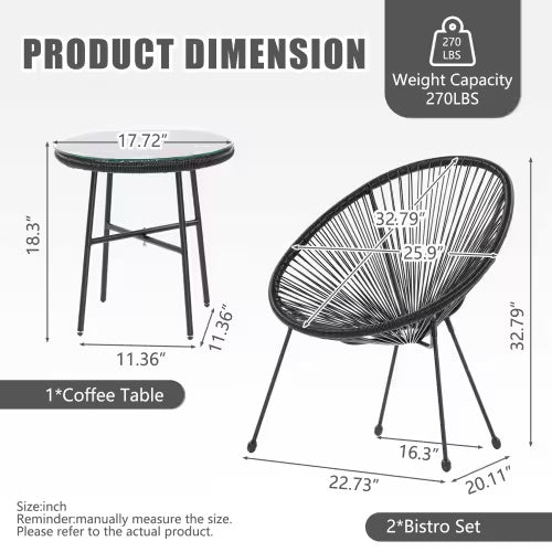 3 Piece Terrace Bistro Set